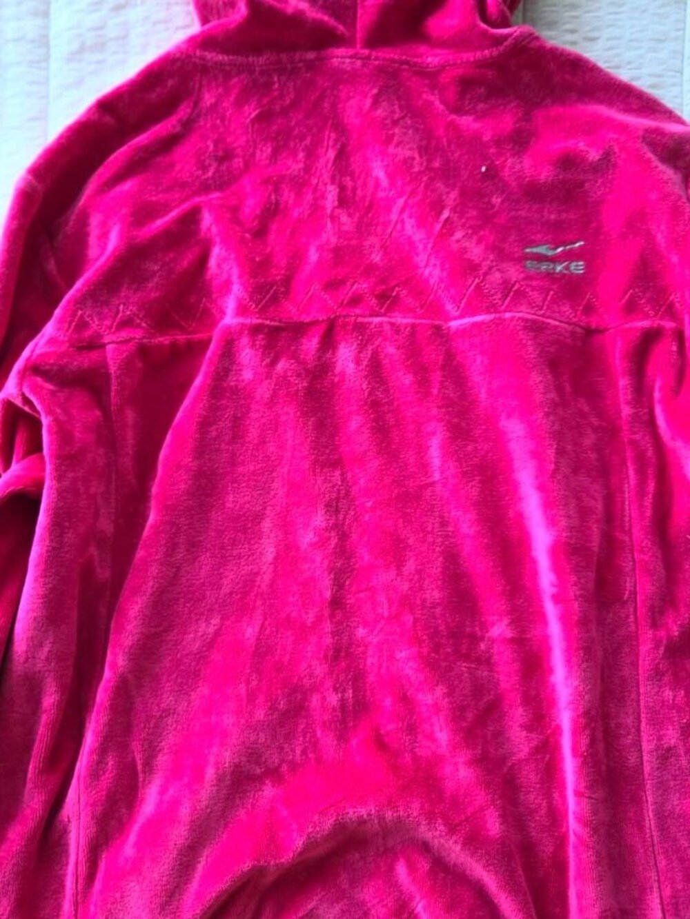Y2K Pink Velour Zip Up Hoodie Juicy Style Fitted Full Zip Sweatshirt Jacket - Picture 7 of 7